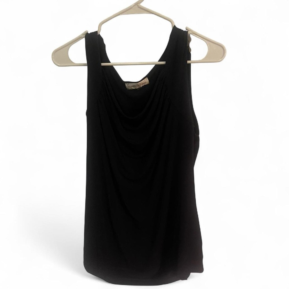 Evan Picone Navy Draped Tank Top